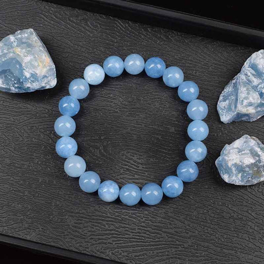 Yumiko -  Armband met Natuurlijke Aquamarijnkwarts-Kralen